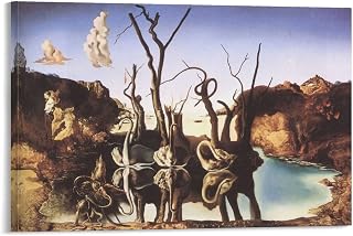 40 Famous Paintings by Dali - Swans Reflecting Elephants by Salvador Dali Poster Decorative Painting Canvas Wall Art Living Room Posters Bedroom Painting 24x36inch(60x90cm)
