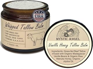 Grass-fed Tallow Balm with Organic Manuka Honey Infused with Organic Madagascar Vanilla Beans - Whipped All-Natural Moisturizer for Eczema, Baby, Sensitive Skin – Made in the USA (2 Fl. Oz., Vanilla)