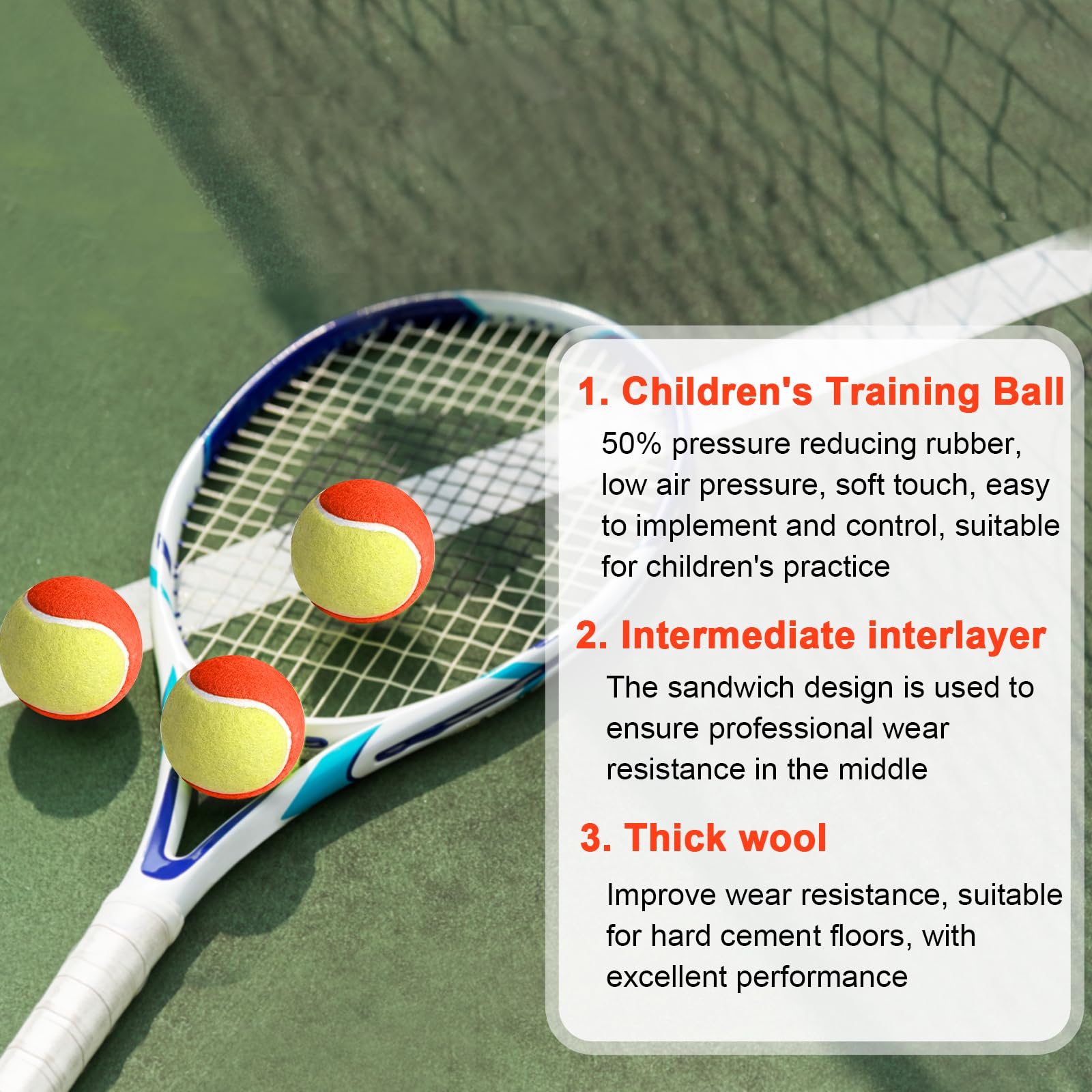 Erzekrim Tennisbälle Tennisball Anfänger Stage 3 Balls Sports Training Tennis Tennisbäll Kinder 12 Stück,mit Tragetasche,für Tennis Unterricht,Ballmaschinen und Hundespaziergänge (Orange Gelb)