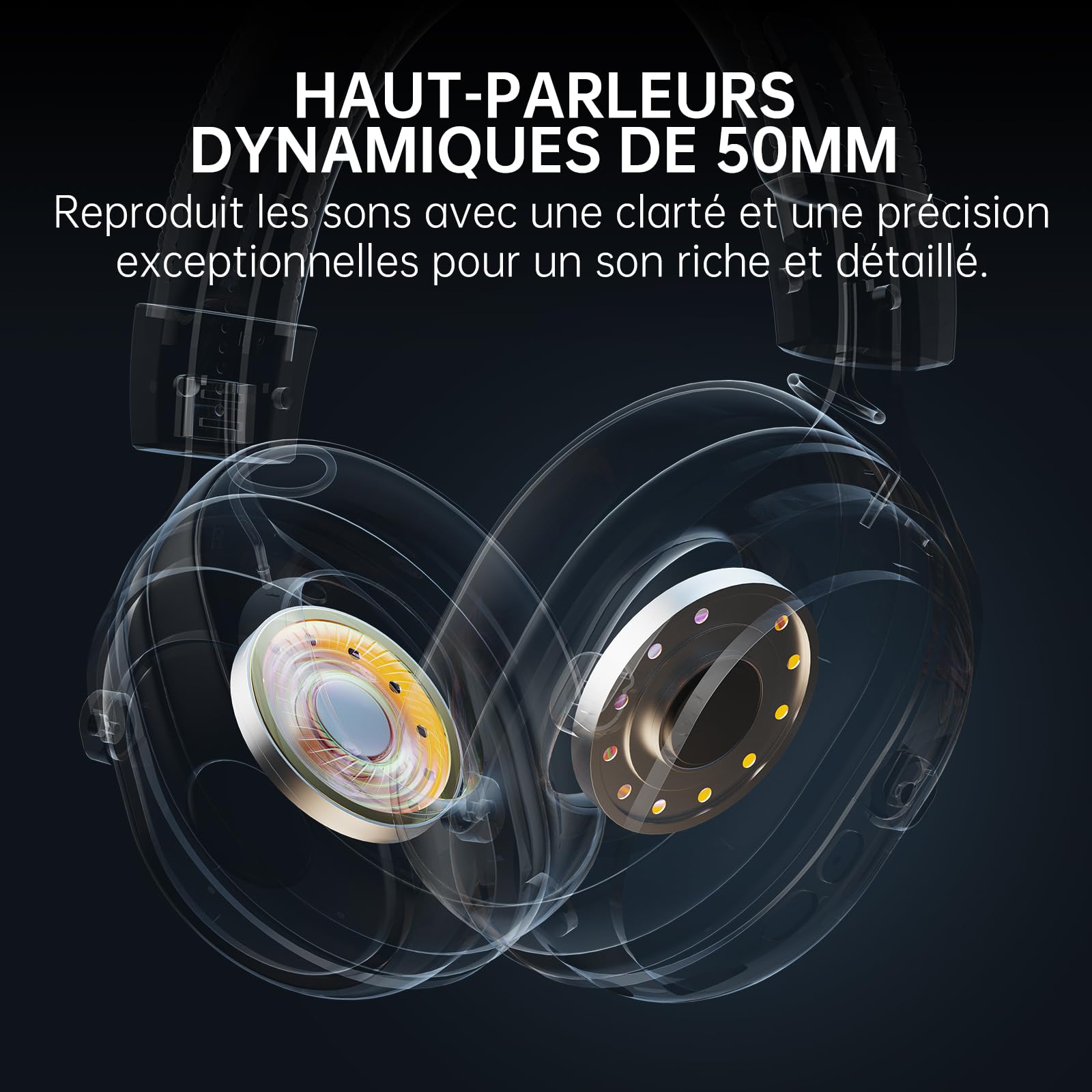 EKSA Casque Gaming sans Fil, 2,4 GHz Casque Gamer pour PS5/PS4/PC/Switch/Mac, Casque Bluetooth 5.3 avec Microphone, Latence de 30MS, Durée D'utilisation Maximale 80H, RVB, USB&USB-C,Blanc