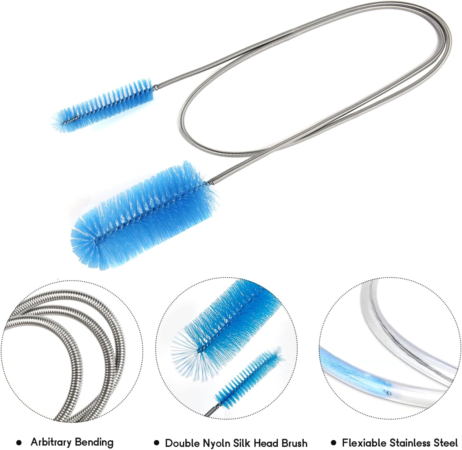 12 Pack Glass Tube Pipe Cleaner Brush Set, 17Inch Long Handle Nylon Brush image 4