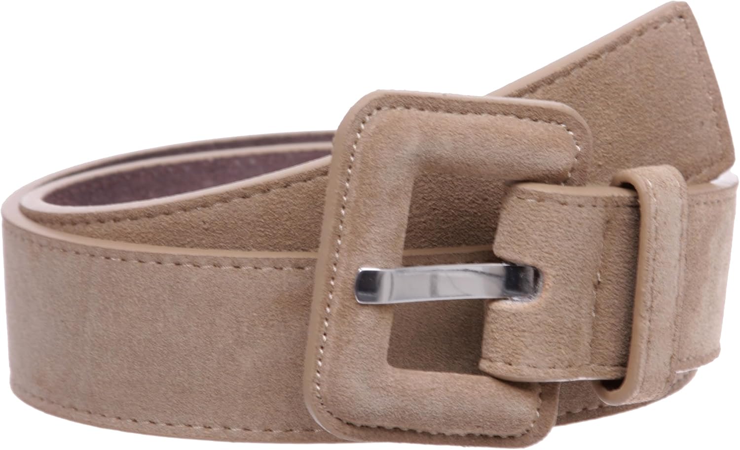 1 1/2" Inch Stitching-Edged Suede Leather Belt