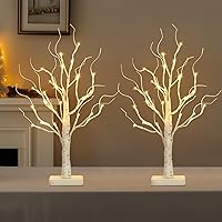 Vista 7 de EAMBRITE Árbol de abedul con luces LED, árbol de Navidad blanco, lámpara de árbol artificial pequeña y delgada preiluminada con ramitas