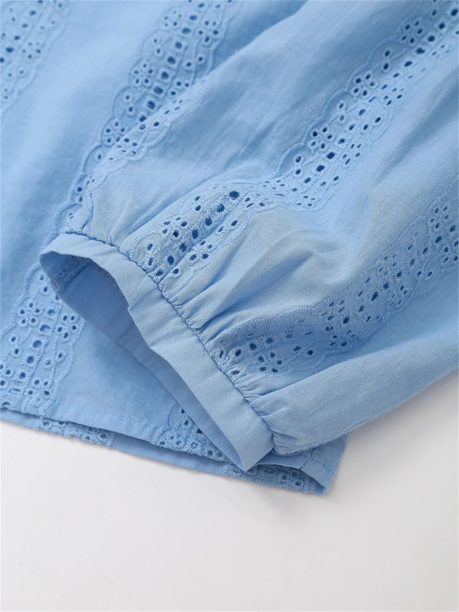 Chemisier brodé pour femme habillé décontracté à manches longues et boutonnées
