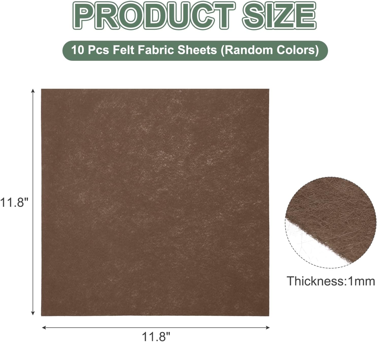 MECCANIXITY Felt Fabric Sheets, 11.8" x 11.8" Stiff Felt Sheets Squares Nonwoven Patchwork for Crafts DIY Sewing Projects Decoration (Coffee, Pack of 10)