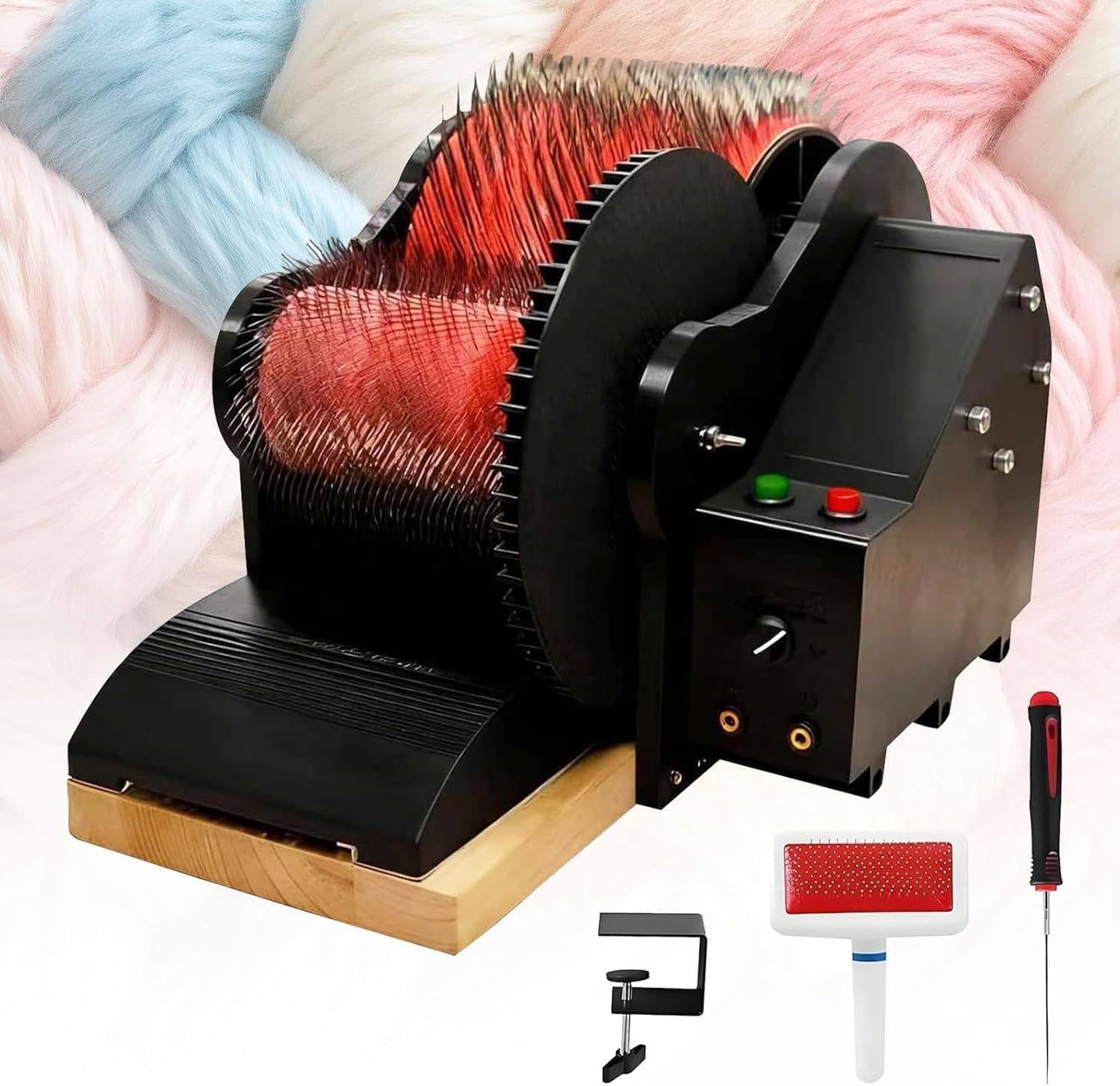 Cardatrice Elettrica, Rimuove Le Impurità dalle Fibre, Miscelazione Rapida dei Colori, Pettinatura E Filatura, Pedale per Lana, Doppi Rulli per Filatura, Infeltrimento E Filati Artistici