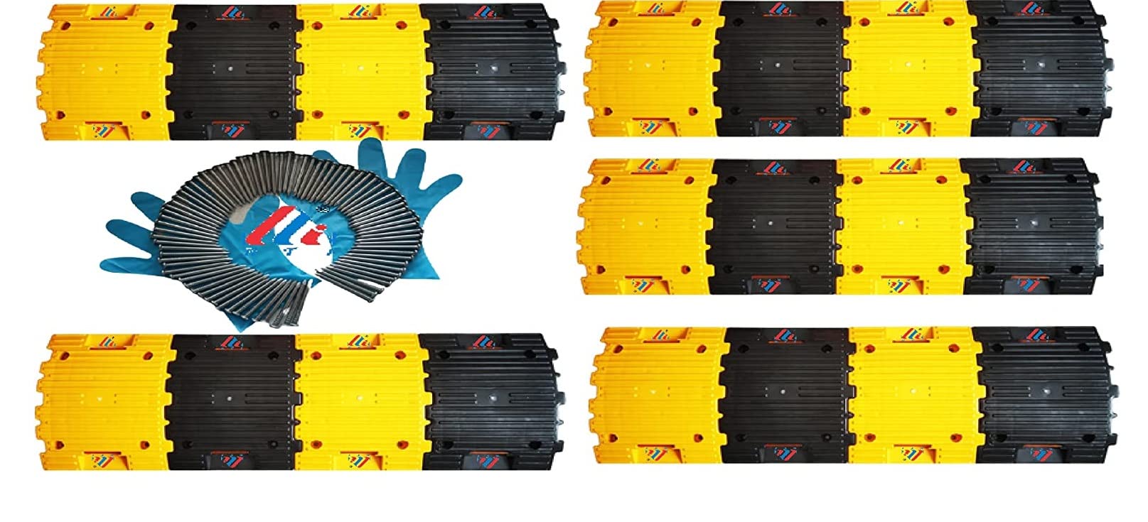 K T I® Speed Breaker 50 mm Height Easy to Install with our Manual Speed Breaker| Ideal choice for Road Safety - 20 Pieces (10 pcs Black and 10 pcs Yellow) Pack of 5 m