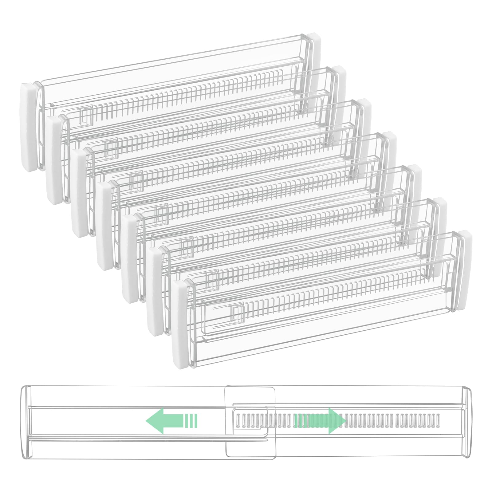 Bibabala 8 separadores de cajones, organizadores de cajones de longitud ajustable de 11 a 20 pulgadas para ropa, separadores de cómoda expandibles, PS duradero, separadores de cajones para tocador,