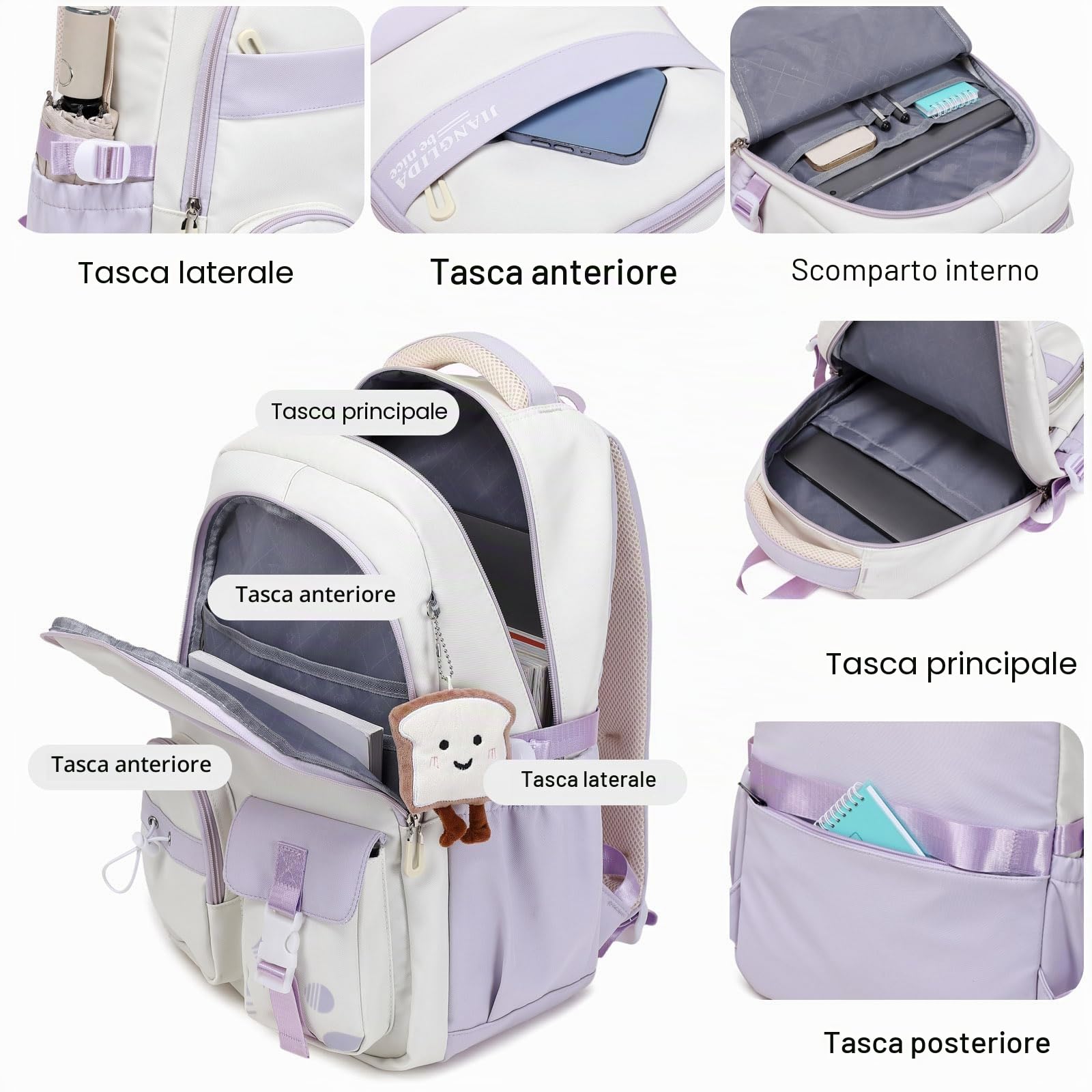 FANDARE Zaino Casual Scuola Porta PC Università Borsa Uomo Donna Da Viaggio Adolescenti