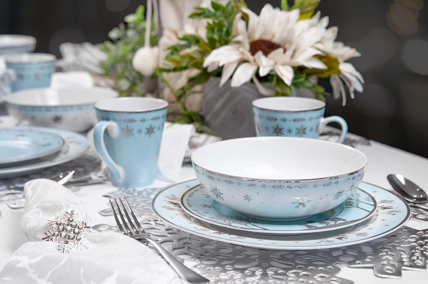 Flash Deals - 80% OFF Robe Factory LLC Disney Frozen 2 Anna & Elsa Themed Dinnerware Dining Set | Official Disney Collectible Ceramic Display | Includes Plates, Bowls, and Mugs | 16-Piece Set