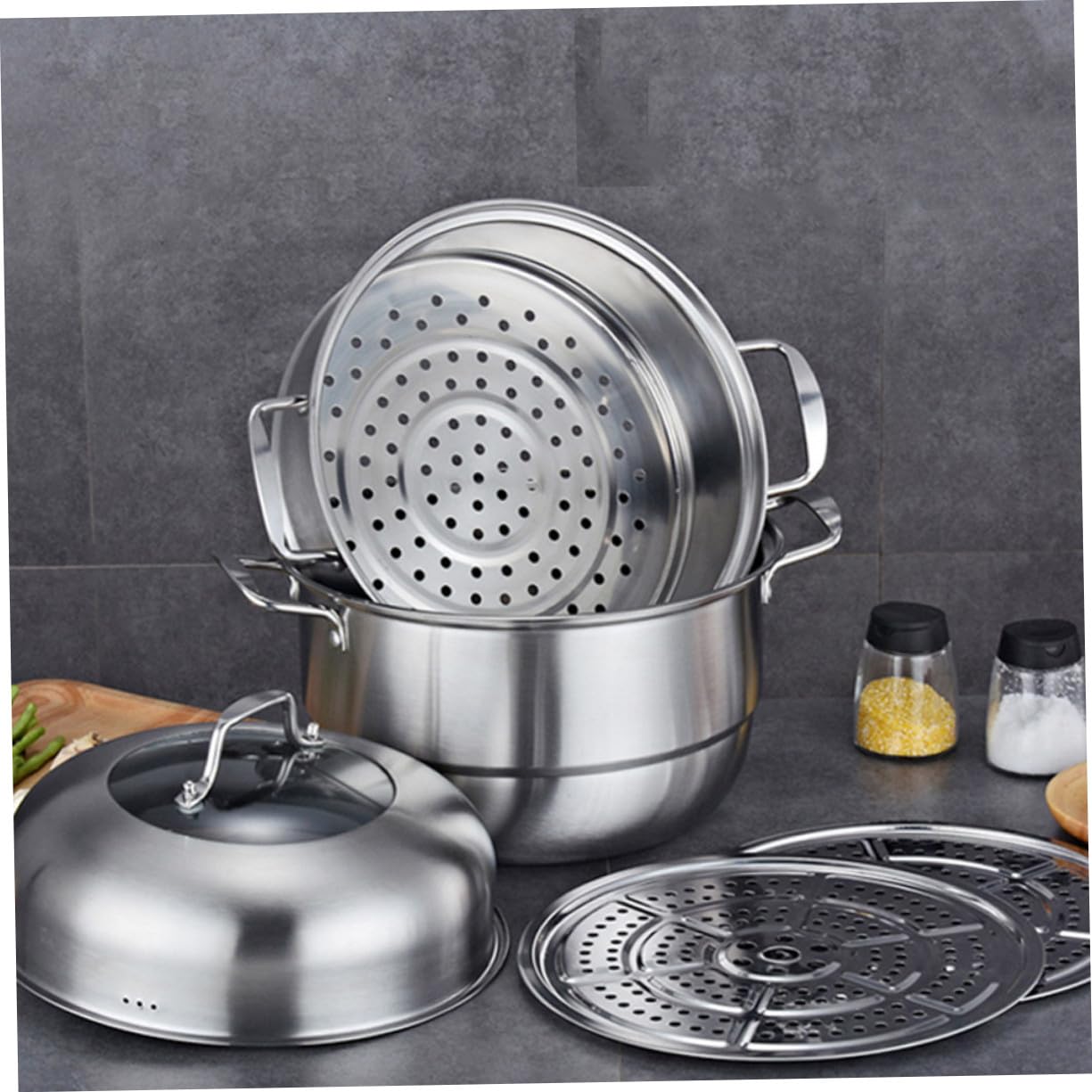 Dampfgarer für Hausgebrauch 28cm Edelstahl, Induktionsgeeignet