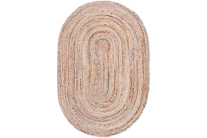 SAFAVIEH Cape Cod Collection: Oval (5' x 8') Braided Jute and Cotton...