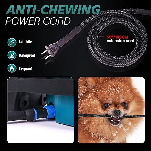 Miniatura 4 de Cuenco de agua para perros con calefacción automática para perros y gatos con cable resistente a las masticaciones, llenado automático, montado en