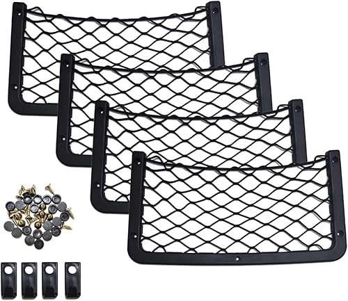 Miniatura 6 de Bolsa de red para automóvil de varios tamaños, organizador de bolsillo de almacenamiento, soporte de red para maletero de malla, compatible con Opel