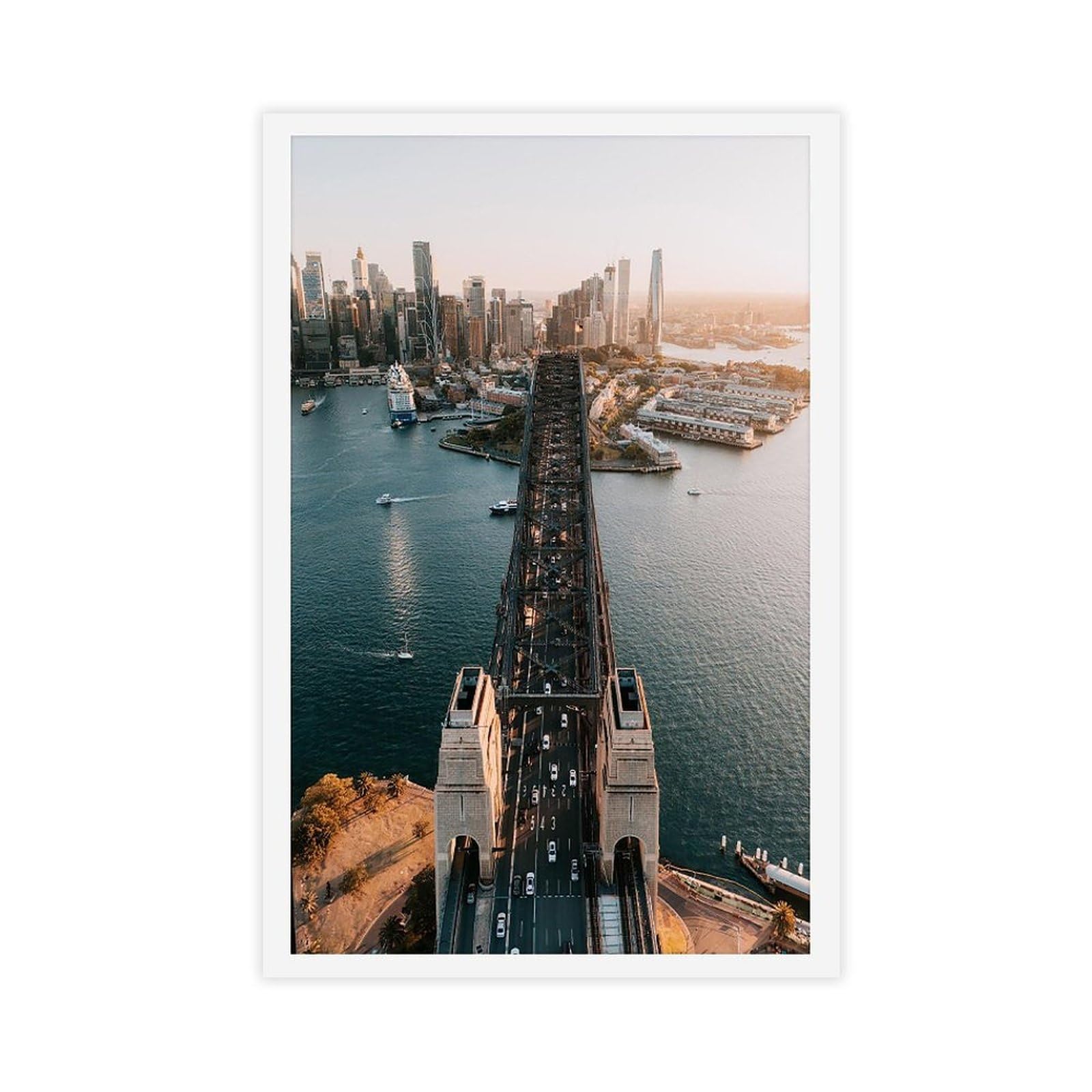 Heyanm Sydney Harbour Bridge Print Australia Skyline Wall Art Canvas Poster Wall Art Paintings For Living Room Bedroom Decoration Unframe 24X36inch