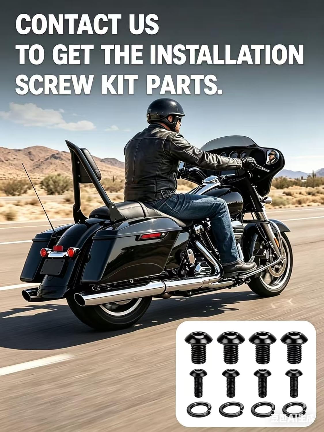 26" Motorcycle Sissy Bar Backrest, Detachable Passenger Backrest High-Strength Steel Sissy Bar Compatible with Harley Touring Street Road Glide Road King Street Glide 2009-2025