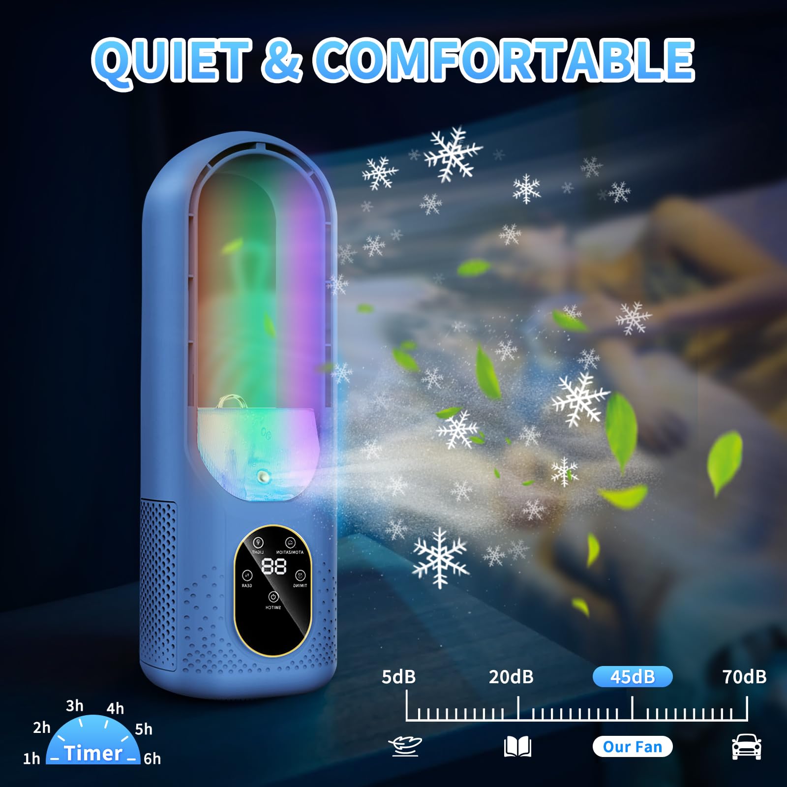 Przenośny wentylator klimatyzatora - system chłodzenia wyparnego do domu, biura i kempingu