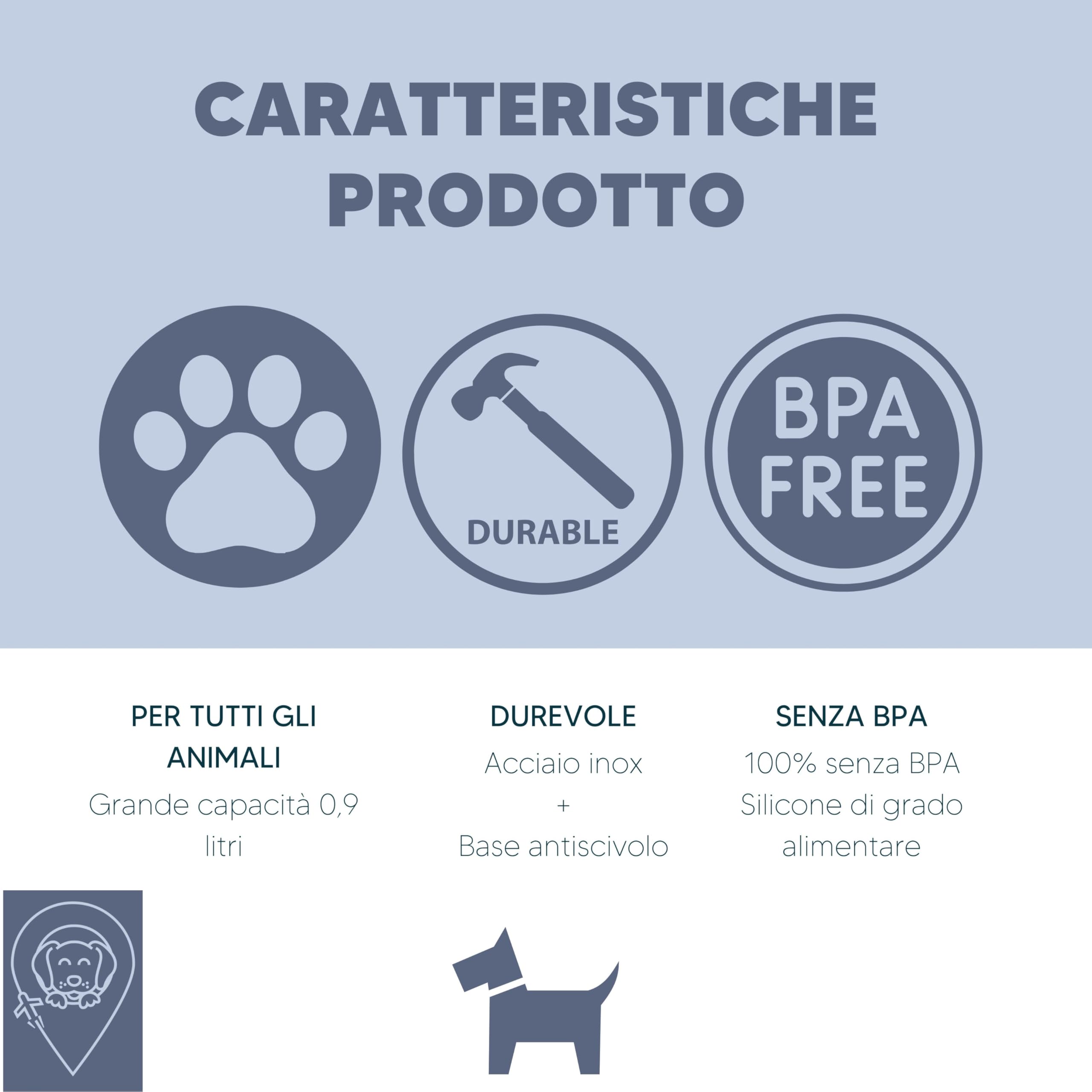 KPET Mangiatoia e abbeveratoio per cane e gatto pieghevole, 2 in 1 - Ciotola portatile in acciaio inox e ciotola pieghevole in silicone, ideale per auto, viaggi, escursionismo, con base antiscivolo e