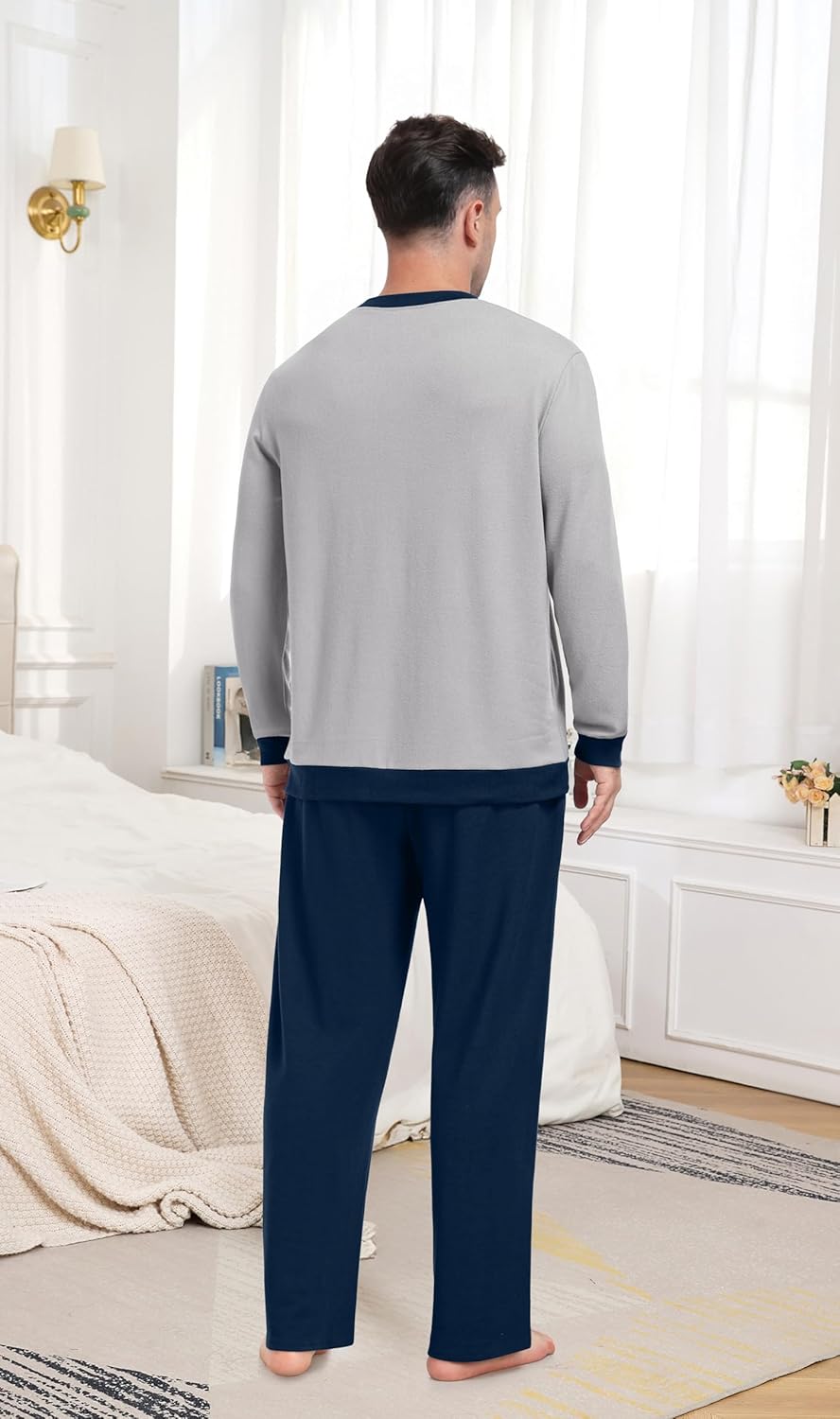 PrinStory Men's Pajama Sets Sleepwear Pjs Soft and Comfortable Nightwear Two Piece Loungewear with Pockets S-2XL - Image 3