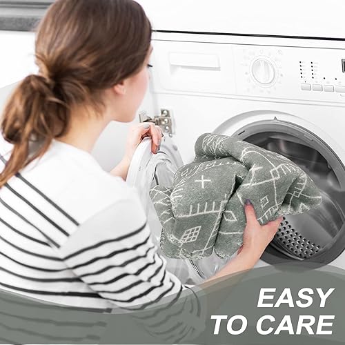 Miniatura 5 de Uphome Alfombras de baño de 20 x 31 pulgadas, color gris, bohemio, antideslizante, geométrica, marroquí, alfombra de baño de terciopelo suave,