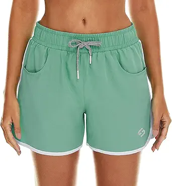 HODOSPORTS Women's 4" Swim Shorts Quick Dry Board Shorts Swimsuit Bottom with Pockets