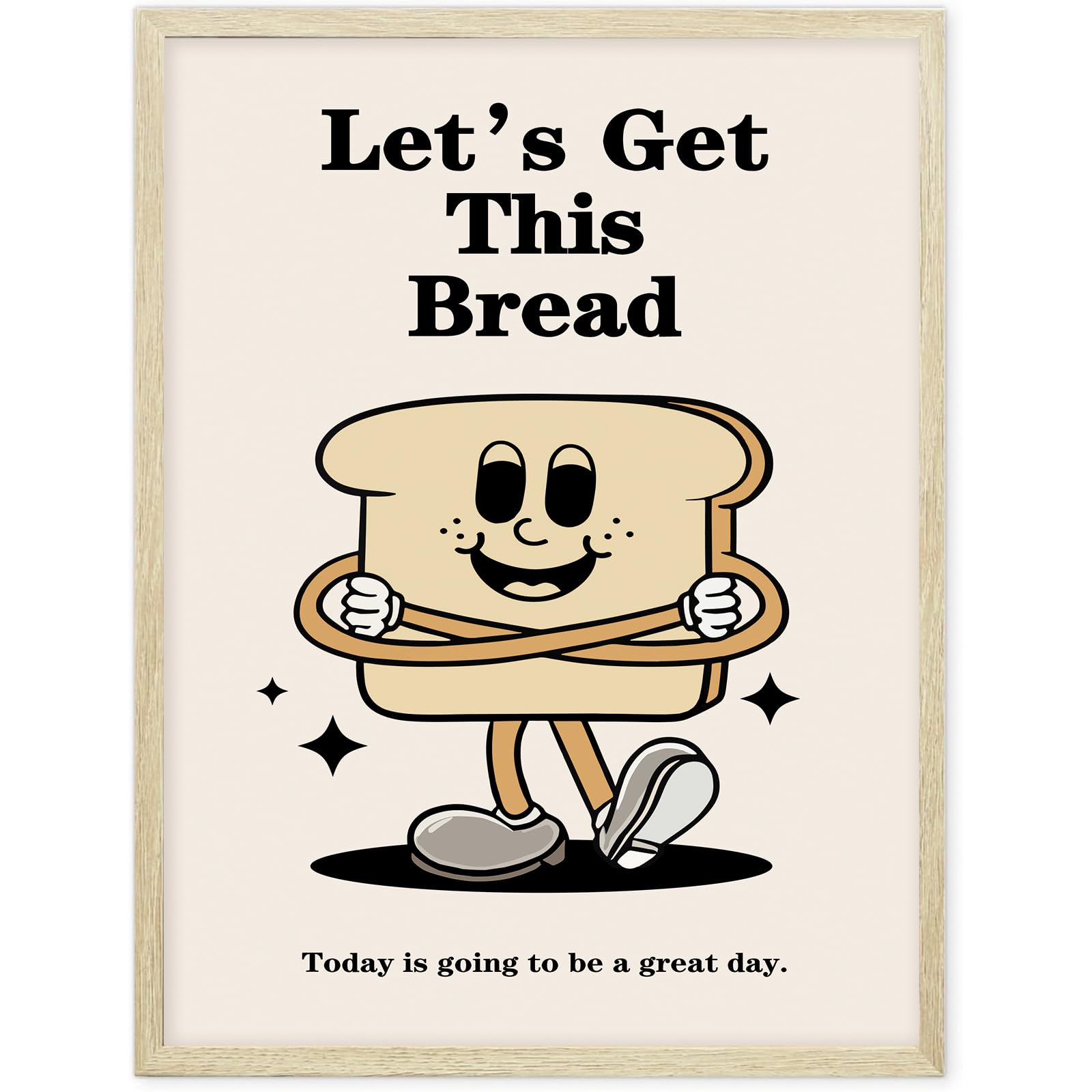 Retro Aesthetic Wall Art Kitchen Quote Print Lets Get This Bread Poster Vintage Funny Kitchen Wall Art Cute Aesthetic Poster Funny Vintage Prints Positive Affirmations Poster for Wall 16x24in No Frame