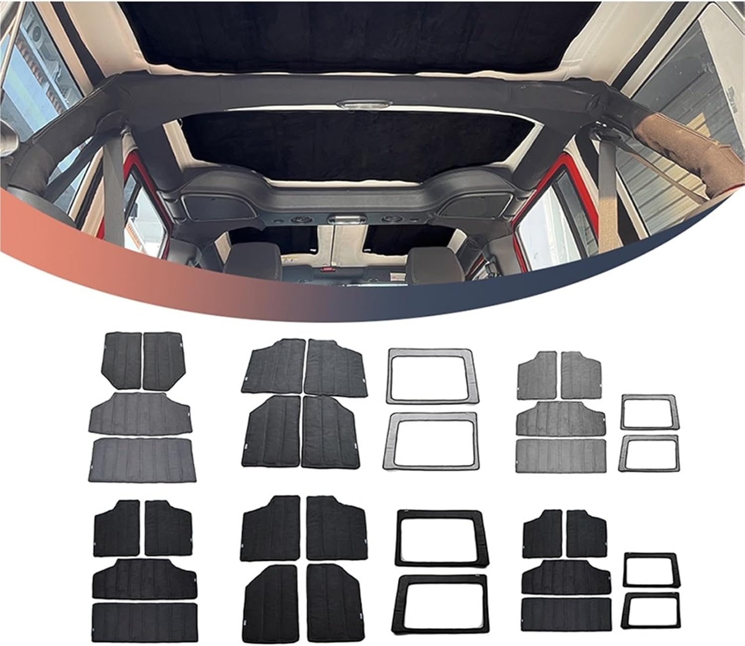Car Roof Sound Heat Rear Window Insulation Cotton Pad Compatible for Jeep Wrangler JK 2011-2017 2/4 Doors Hardtop Car Mouldings Accessories(4pcs Black 4-Door B)