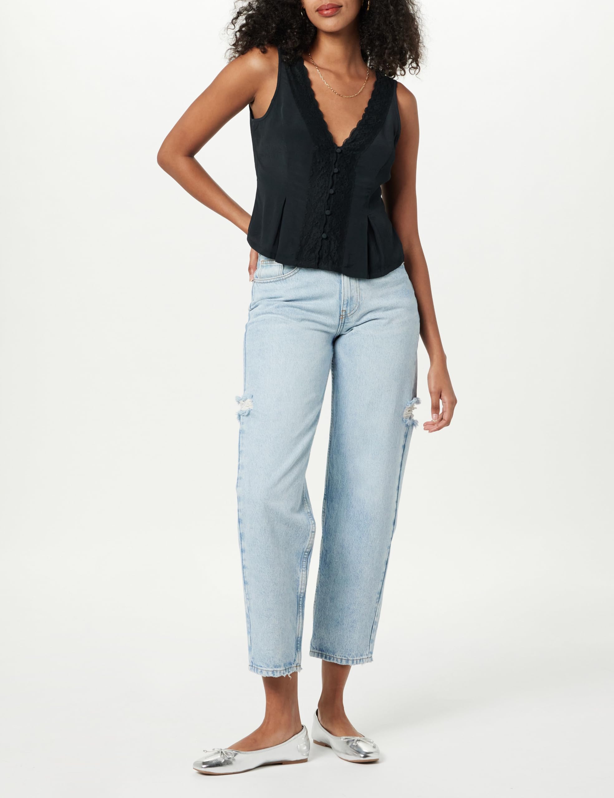 The Drop Paloma Lace Trimmed Sleeveless Top Camicie Donna