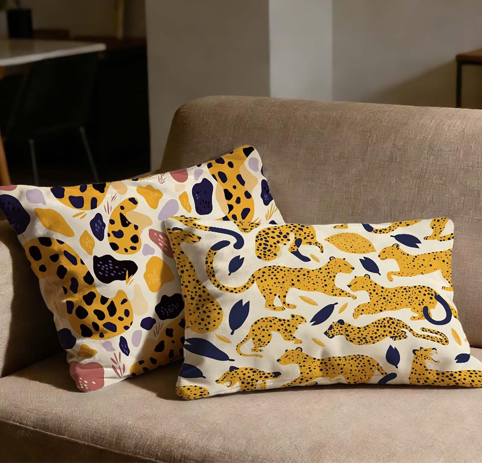 Taie oreiller 40x80 lot de 2 housse de coussin orange léopard