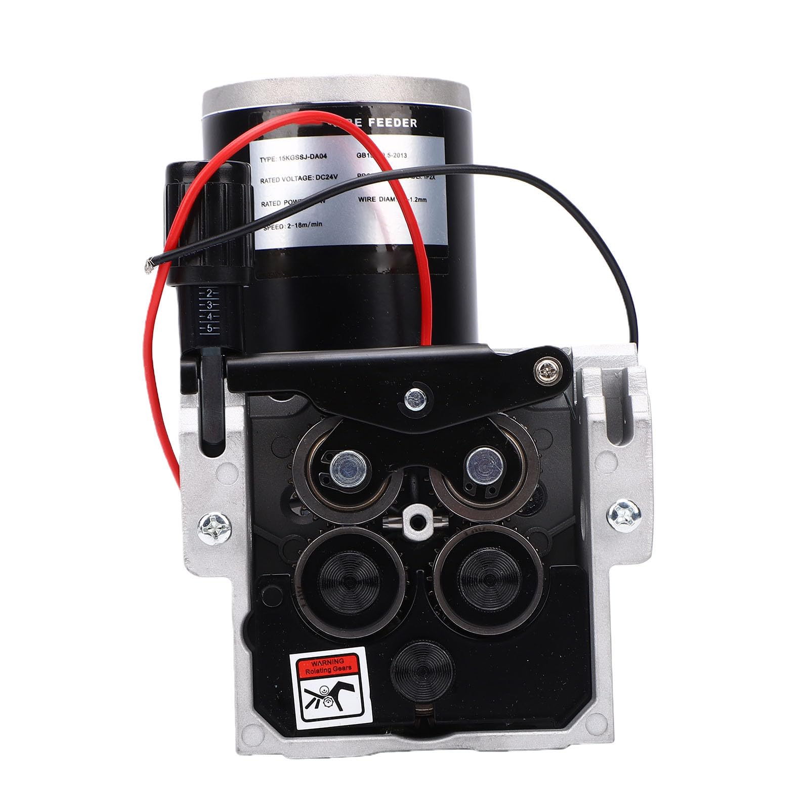 Motor de Alimentación de Alambre de 4 Rodillos para Soldadora MIG — Mecanismo de Arrastre Compatible con Bobinas de 15 Kg — Velocidad Ajustable de 2 a 18 M/min — Incluye Ruedas