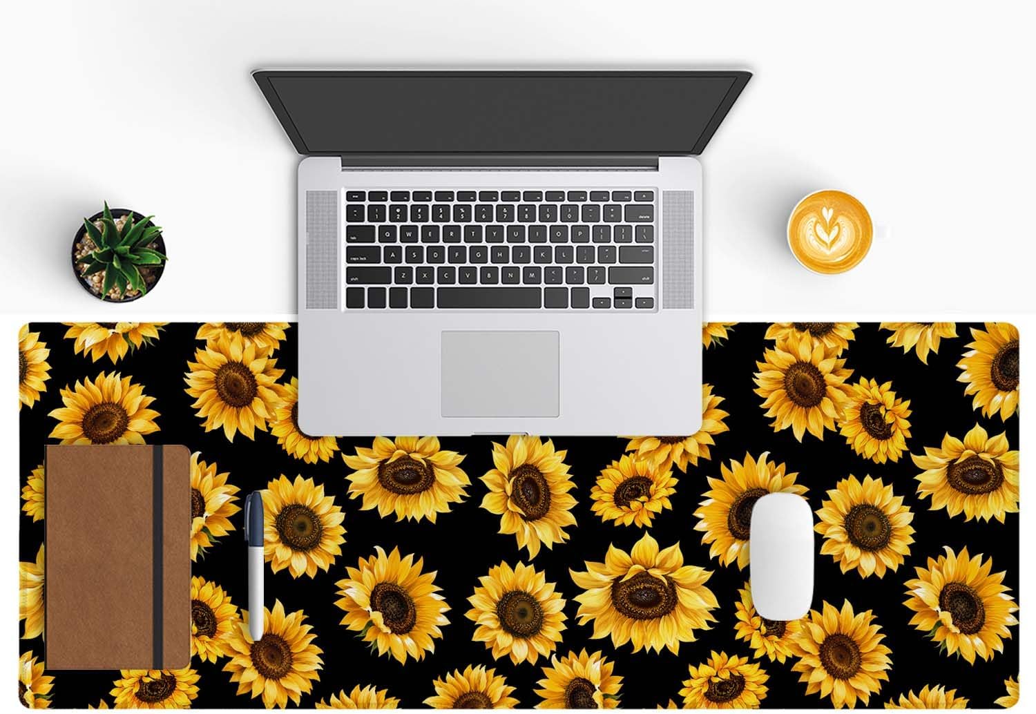 Large Mouse Pad Gaming Mousepad XL Sunflowers Desk Mat Mouse Pad Long 31.5x11.8 in Extended Big Cute Mouse Pad Waterproof Desk Pad with Non-Slip Base and Stitched Edges for Computer Keyboard image 4