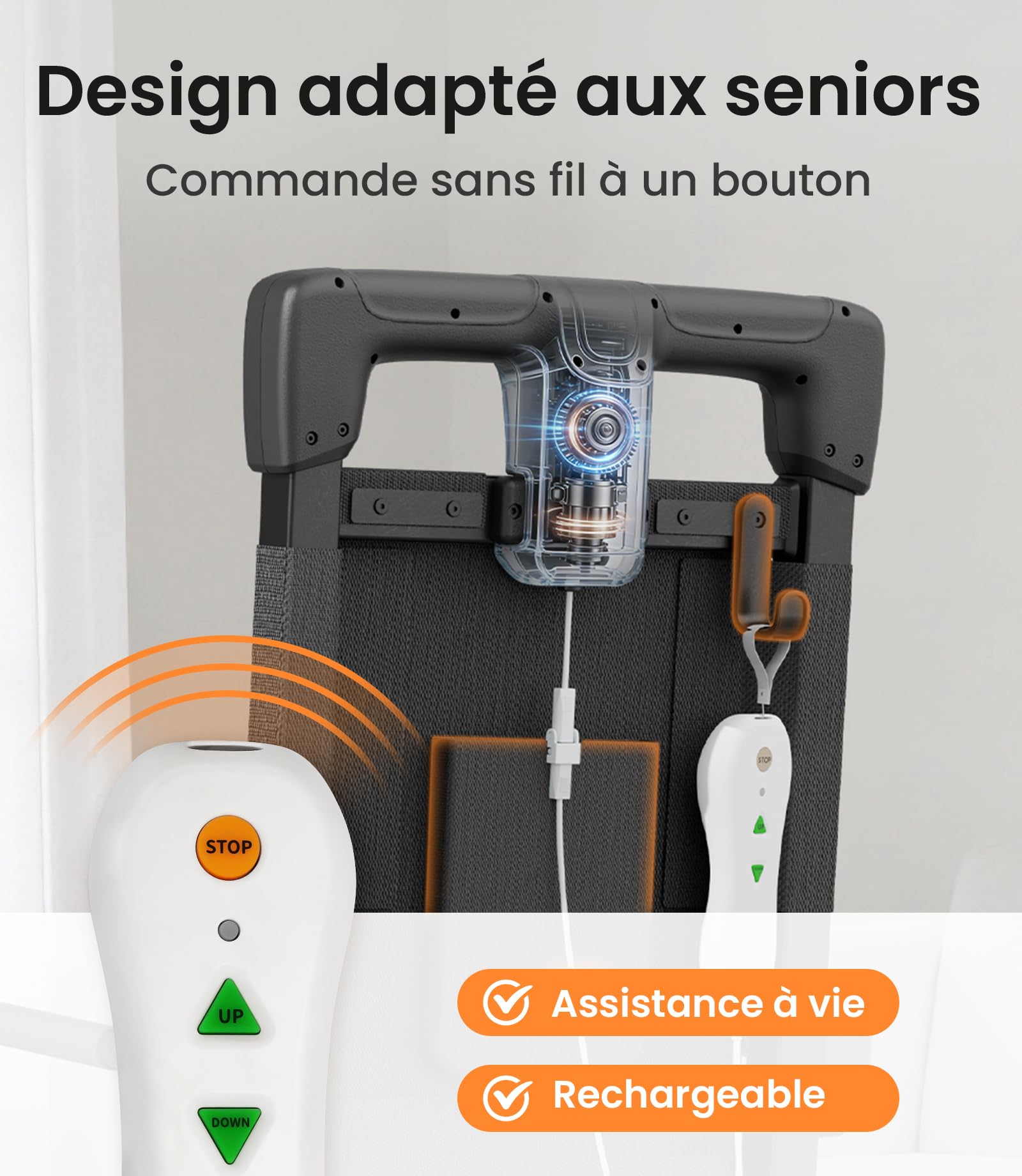 VOCIC AX35 Aide au relevage avec Transfert, roulettes et Freins | Senior domicile, aide après chute, lève-personne transfert, lit canapé fauteuil roulant, 4 roues avec freins compact 160KG
