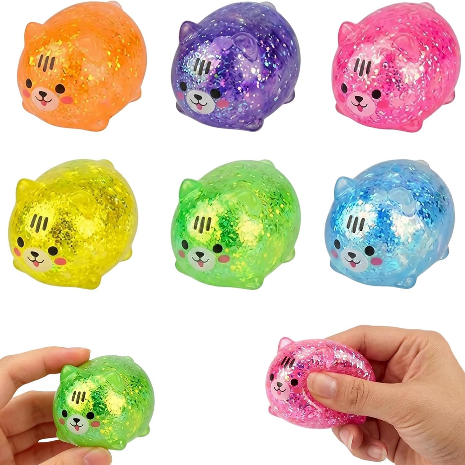 suction 4 PCS Color-Random Cat Squishy, Glitter Squishy Cat, Captivating, Ideal for Home, Office Desk Decor and Decoration Enthusiasts