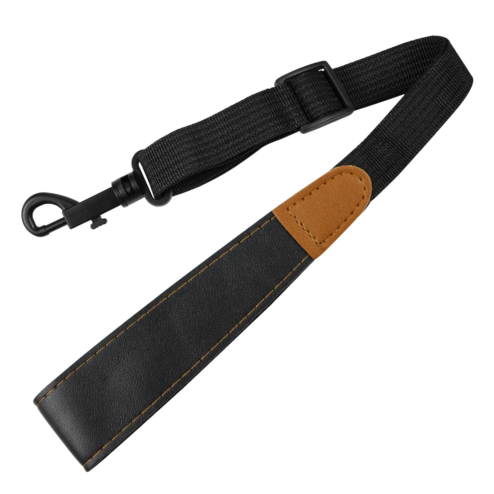 KUWAN Saxophone Neck Strap Soft Sax Leather strap Padded for Alto Sax Tenor Clarinet Baritone Soprano Horn Music Instrument (1, BROWN+BLACK1)