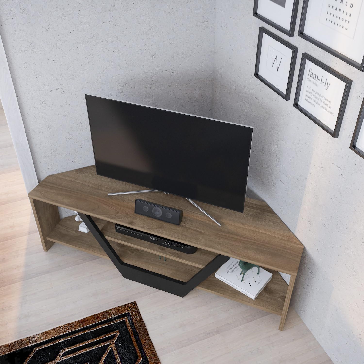 Hanah Home Stijlvolle tv-standaard, Oud & Black, 90 x 35 x 36