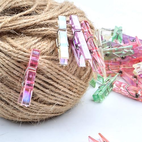 Miniatura 6 de Mini clips de plástico, 50 piezas de clips de fotos de plástico de colores, pinzas de papel para manualidades, 1.4 x 0.2 x 0.3 in