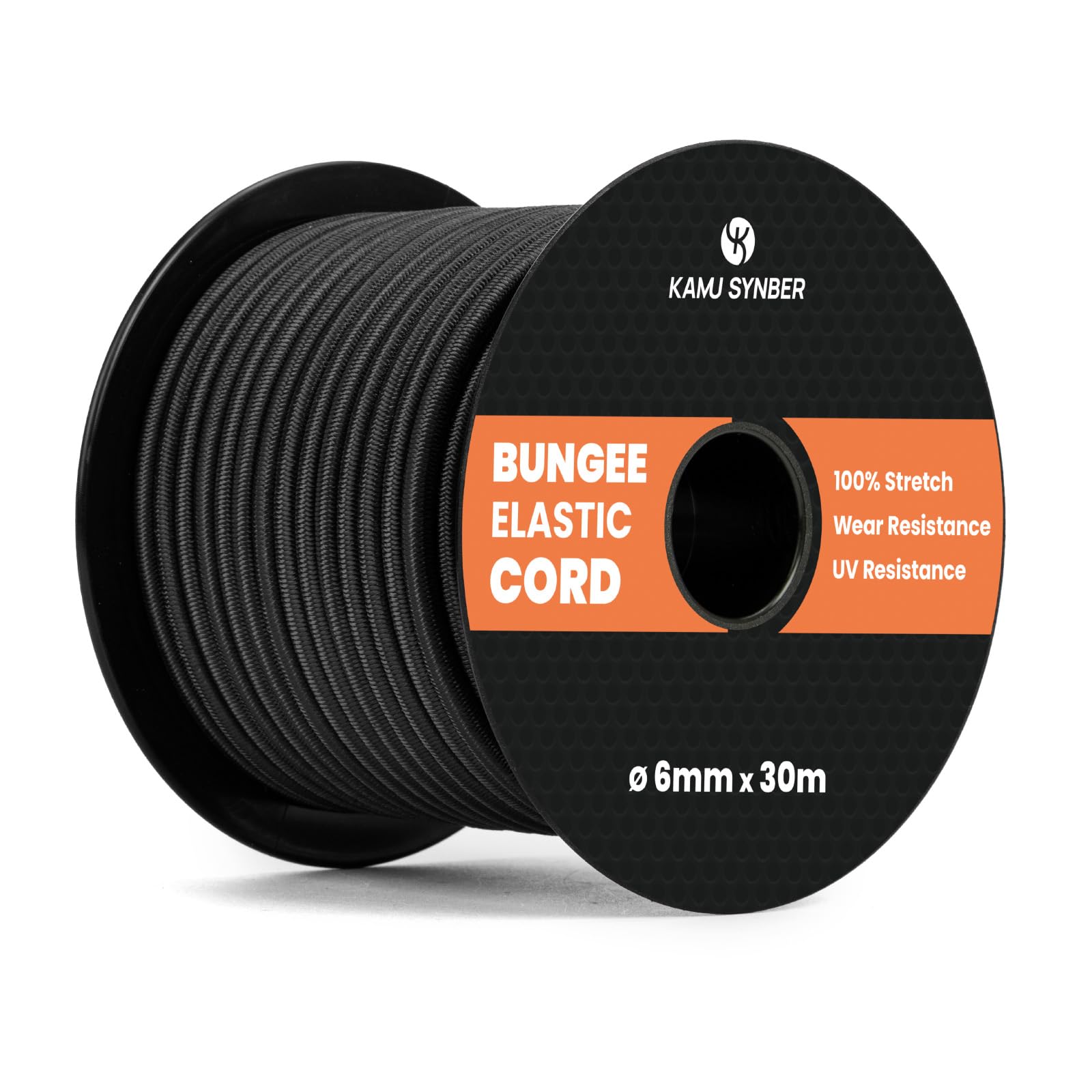 Kamu Synber Bungee Cord 6mm x 30m Elastic Shock Cord Bungee Rope for Tarpaulin Kayak, Tie Down, Camping, Black - Image 2