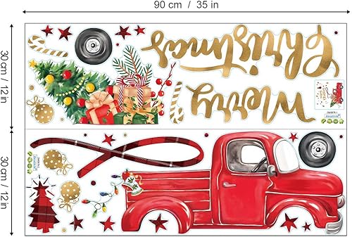 Miniatura 5 de decalmile Calcomanías de pared con texto en inglés Merry Christmas para árbol de Navidad, camión, decoración de vidrio, decoración de comedor,