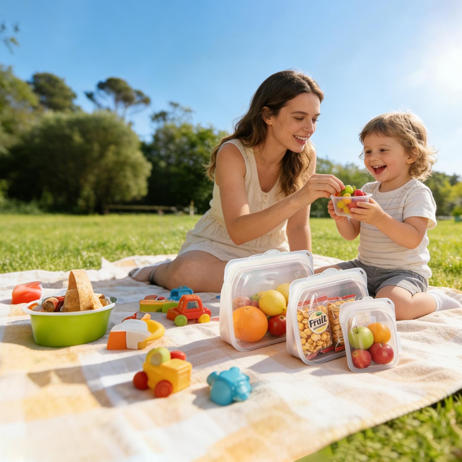 Bolsas Reutilizables para Snacks 3 Bolsas de Almacenaje de Silicona | Aptas para Microondas para Preparar Comidas, Viajes, Carne, Queso, Verdura, Fruta