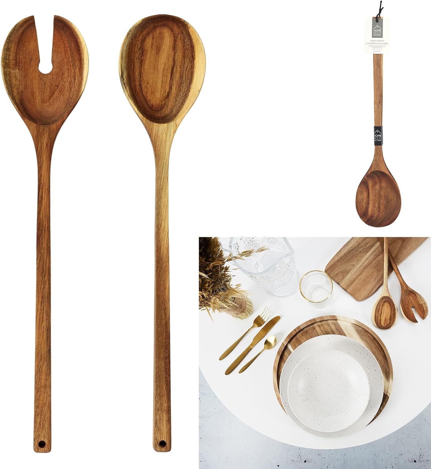 Set of 2 Cubiertos Servers Acacia