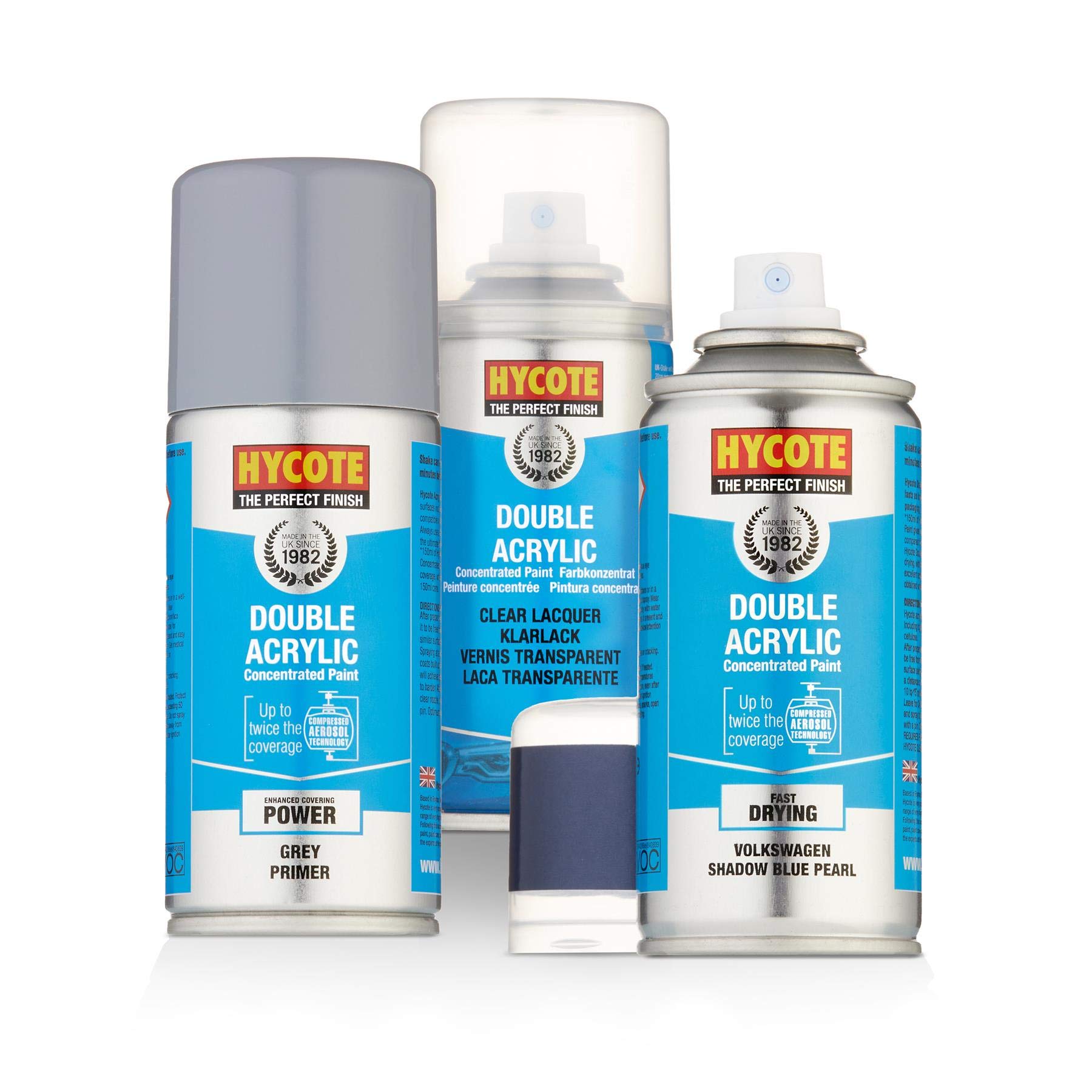 Motor World Blue Hycote Vw Shadow Pearlescent Paint + Grey Primer & Lacquer Kit 150Ml
