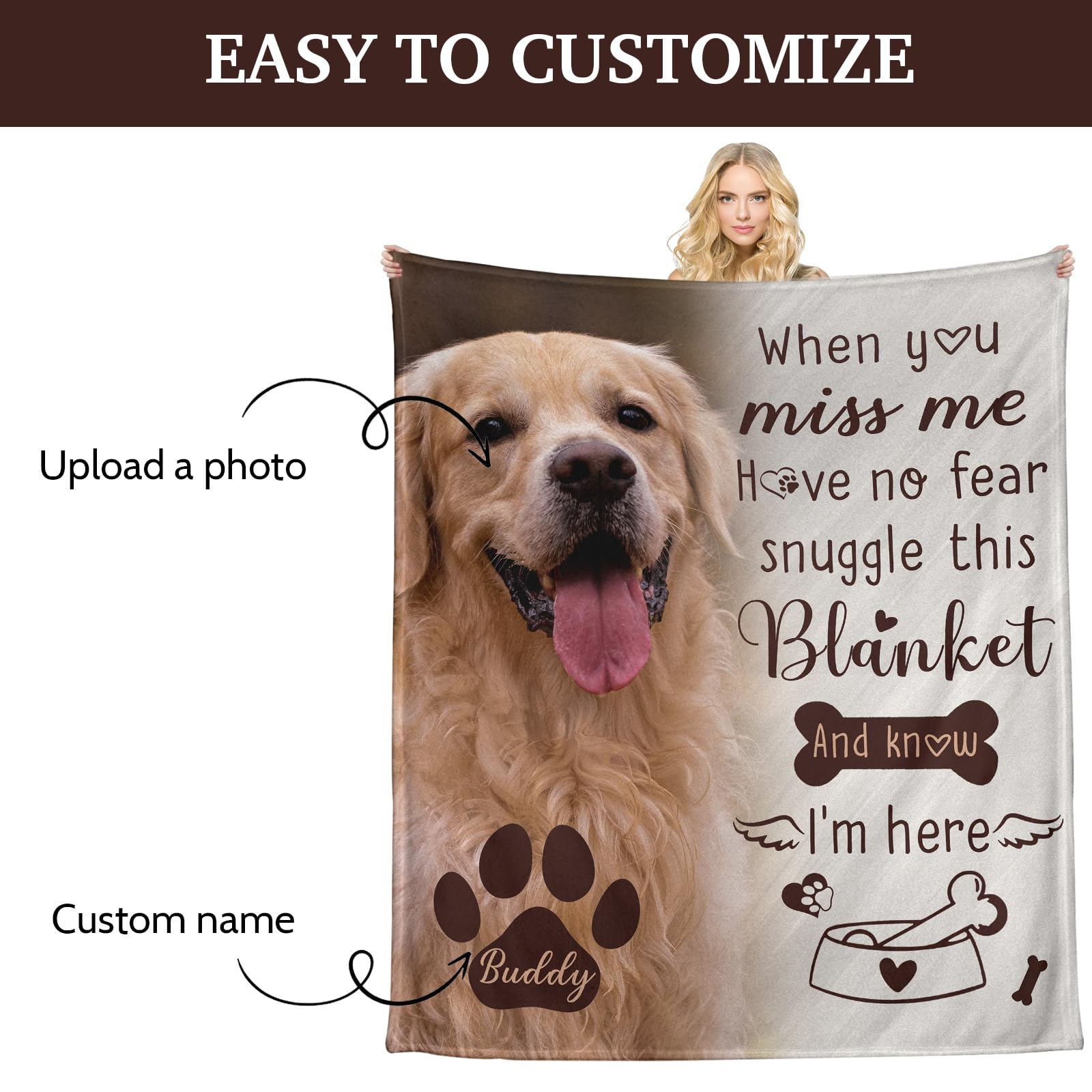 Custom Pet Memorial Blankets Gifts - Pet Memorial Gifts For Dogs,Loss Of Pet,Bereavement Blanket For Pet Lover,Sympathy Blanket Dog Passing Away Present,Memory Blankets For Loss Loved Ones(Pattern 4)