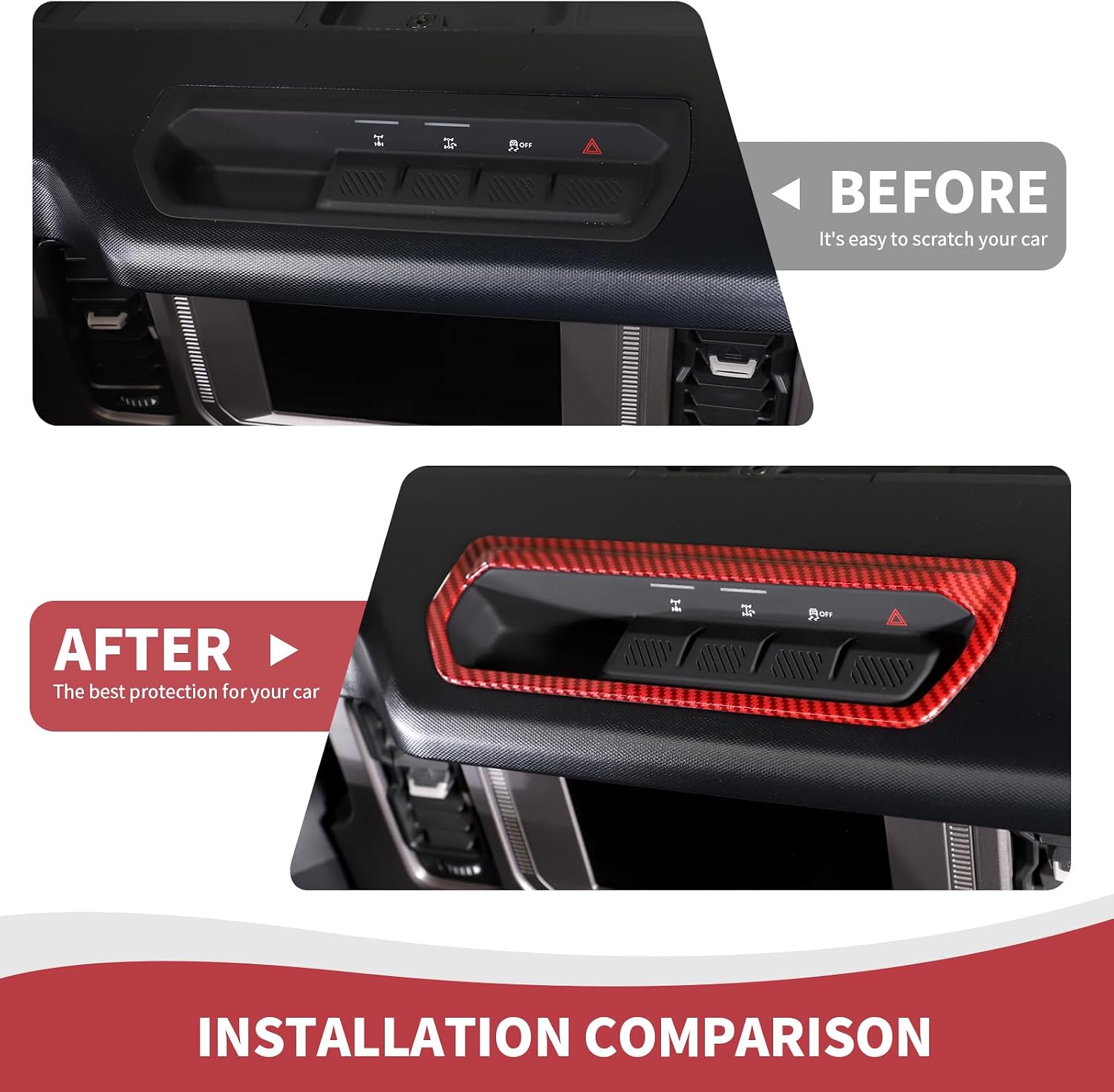 RAZPOY Differential Control Panel Trim Cover Compatible with 2021-2026 Ford Bronco Interior Accessories Carbon Fiber