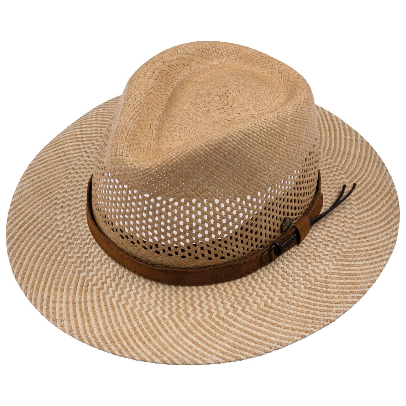 Lierys Traveller Sombrero Panama ala Bicolor Banda de Cuero Mujer Hombre Primavera Verano
