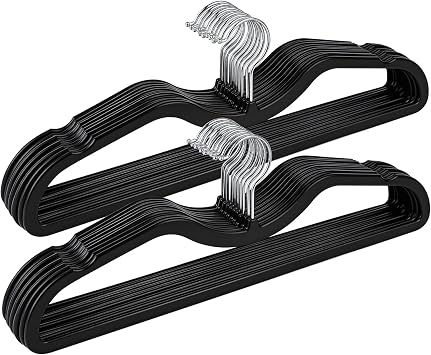Plastic Short Neck Hangers 20 Pack Ultra-Thin Space-Saving ABS 360 Swivel Hook Ideal for Closet Organization Fits Coats Shirts Dresses & More 20, Black