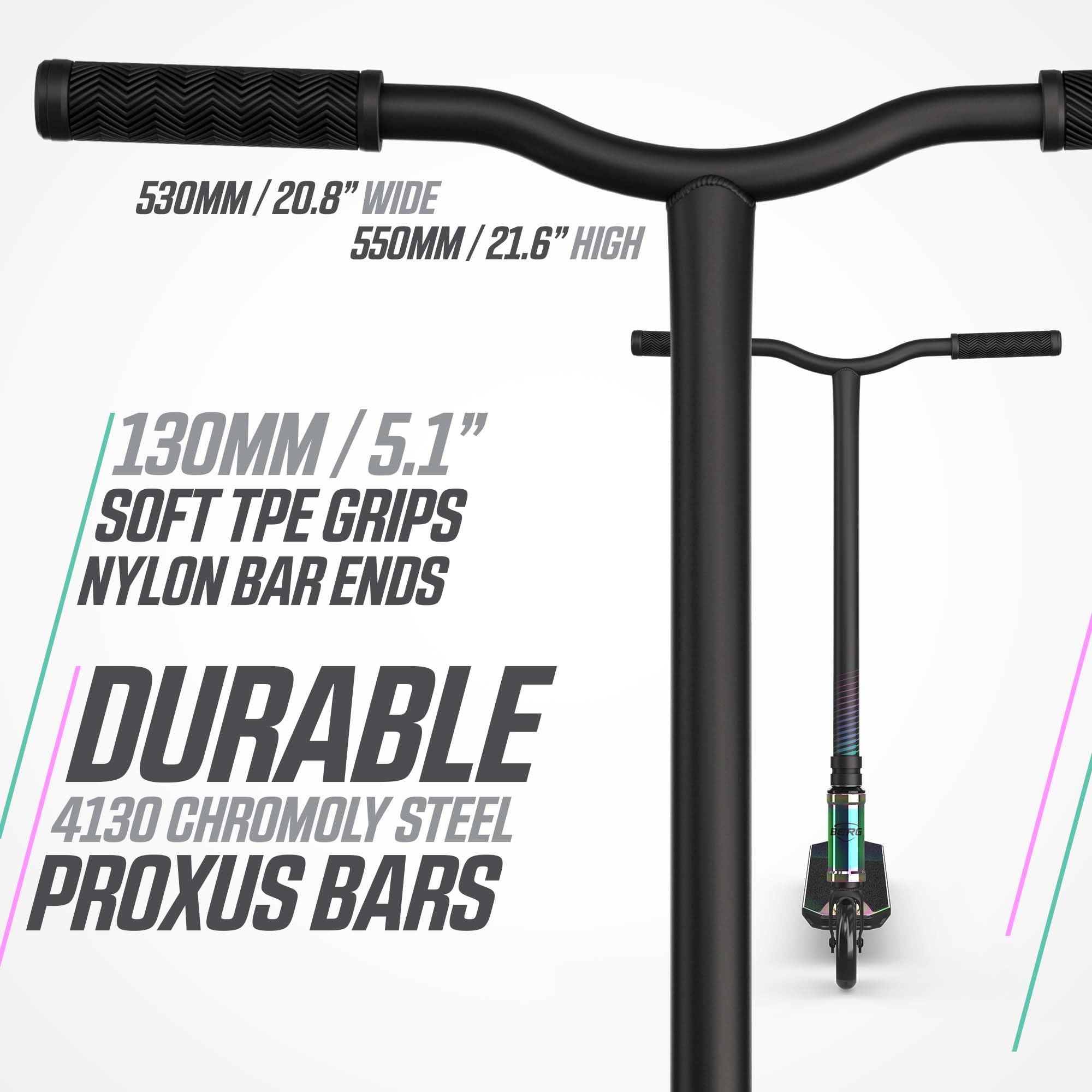 BERG Proxus X1 Stuntscooter für Kinder | Freestyle Scooter für Skatepark & Straße | Aluminium Deck 500 mm | 110 mm Räder | ABEC 9 Lager | IHC Kompression | Leicht & Stabil