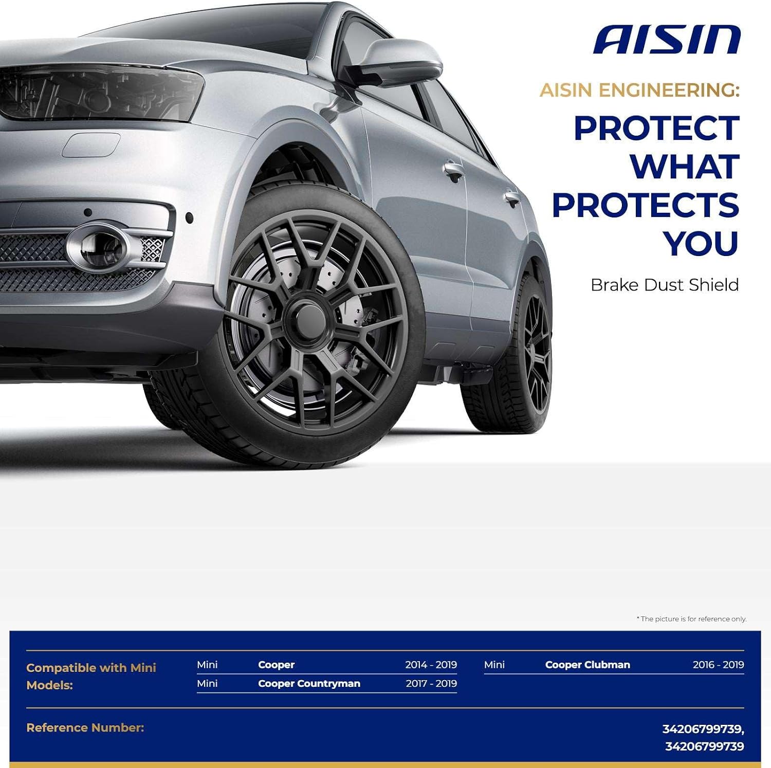 AISIN AFTERMARKET BDSAZ-00196 Set of 2 Rear Left and Right Brake Dust Shield - Compatible with Mini Cooper 2014-2019, Cooper Clubman 2016-2019