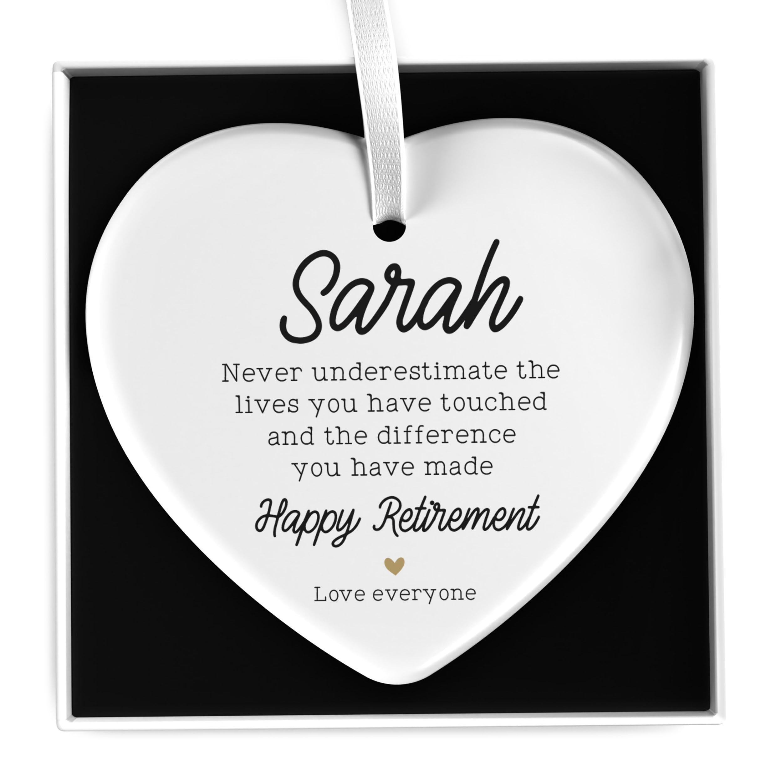 Beecreative Personalised Retirement Plaque Gift For Women, Heart Shaped Ceramic Ornament With Gift Box