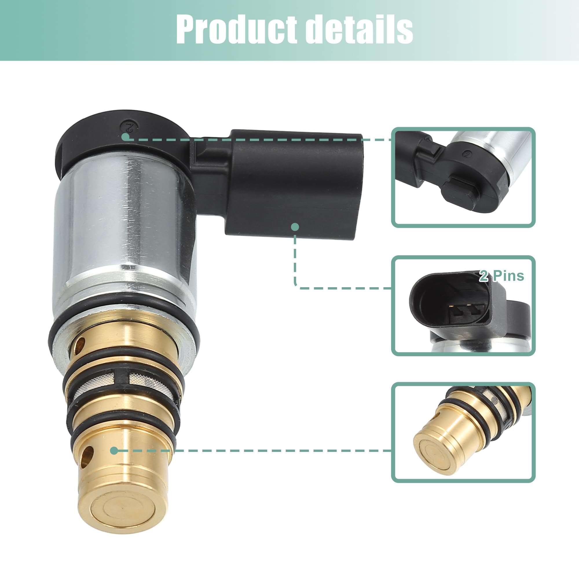 QUARKZMAN Válvula Solenoide Compresor A/C Para Volkswagen Golf 2013 1Pc | Color Negro/Plateado, Material Metal/Plástico, Tamaño 7.8X5.1Cm, 1Pc, Oe: 1Kd820803H Y Otros, Para Audi A3 2010-2013