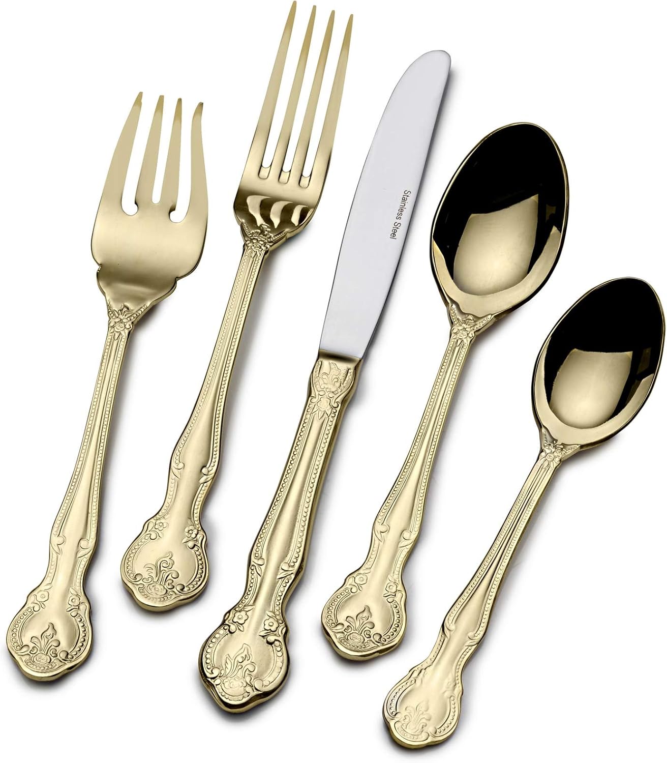 St. James Baroque Gold 45pc Flatware Set